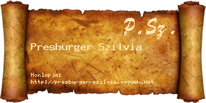 Presburger Szilvia névjegykártya